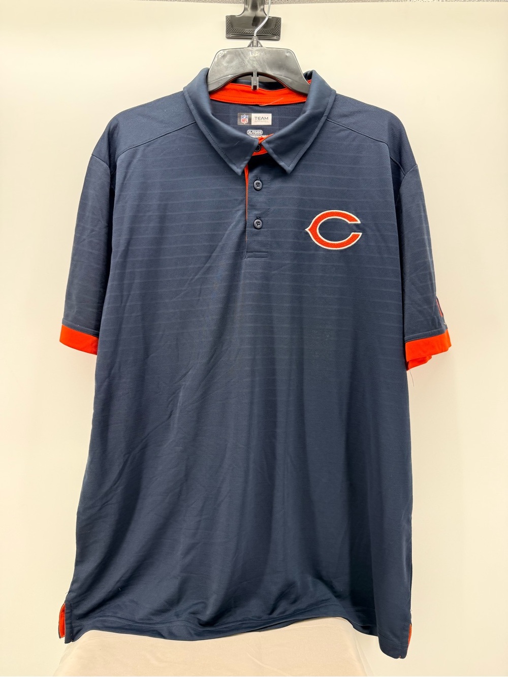 Chicago Bears NFL Team Apparel Polo Men’s XL Navy Orange Embroidered Logo